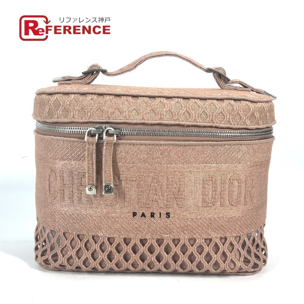 Christian Dior logo mesh vanity bag handbag canvas pink